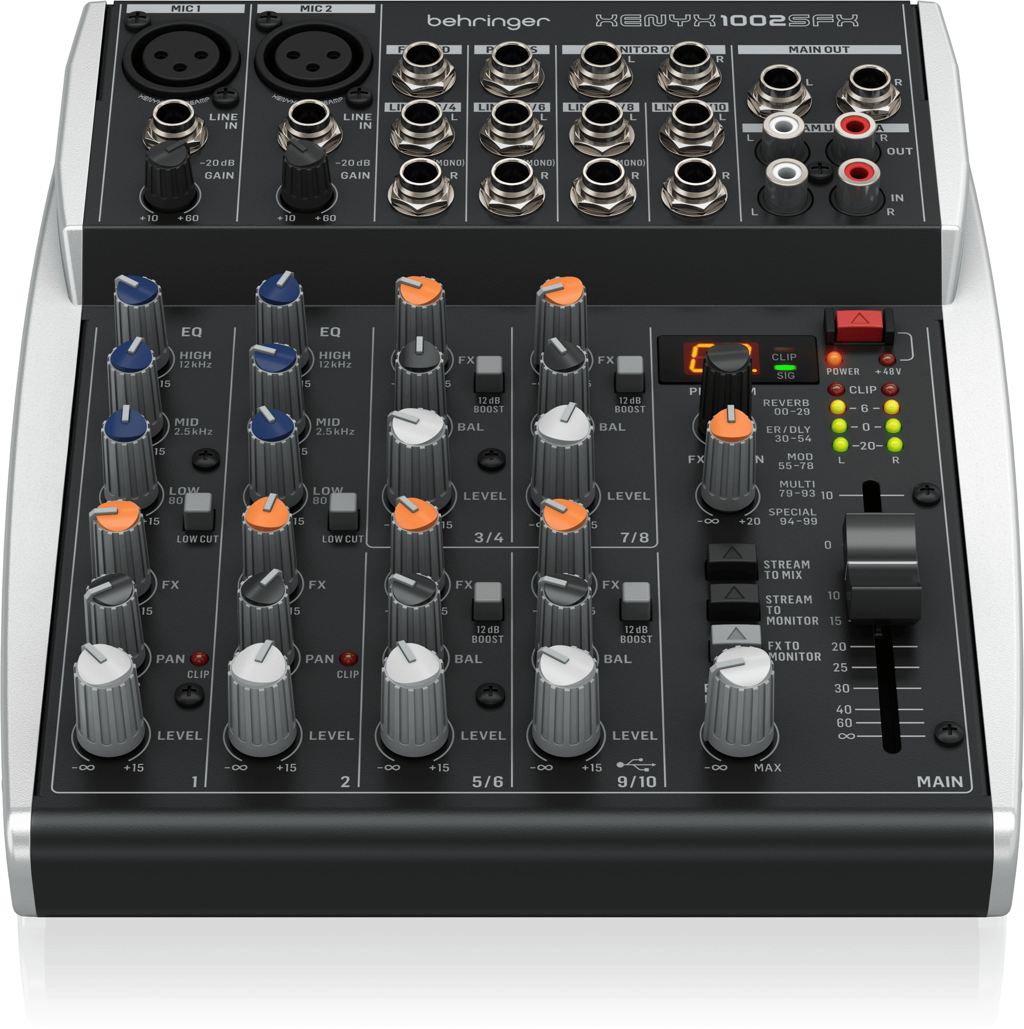Behringer XENYX 1002B 10-Channel Audio Mixer and Accessory Bundle with 10X  Cables + Closed-Back Headphones + Fibertique Cleaning Cloth 