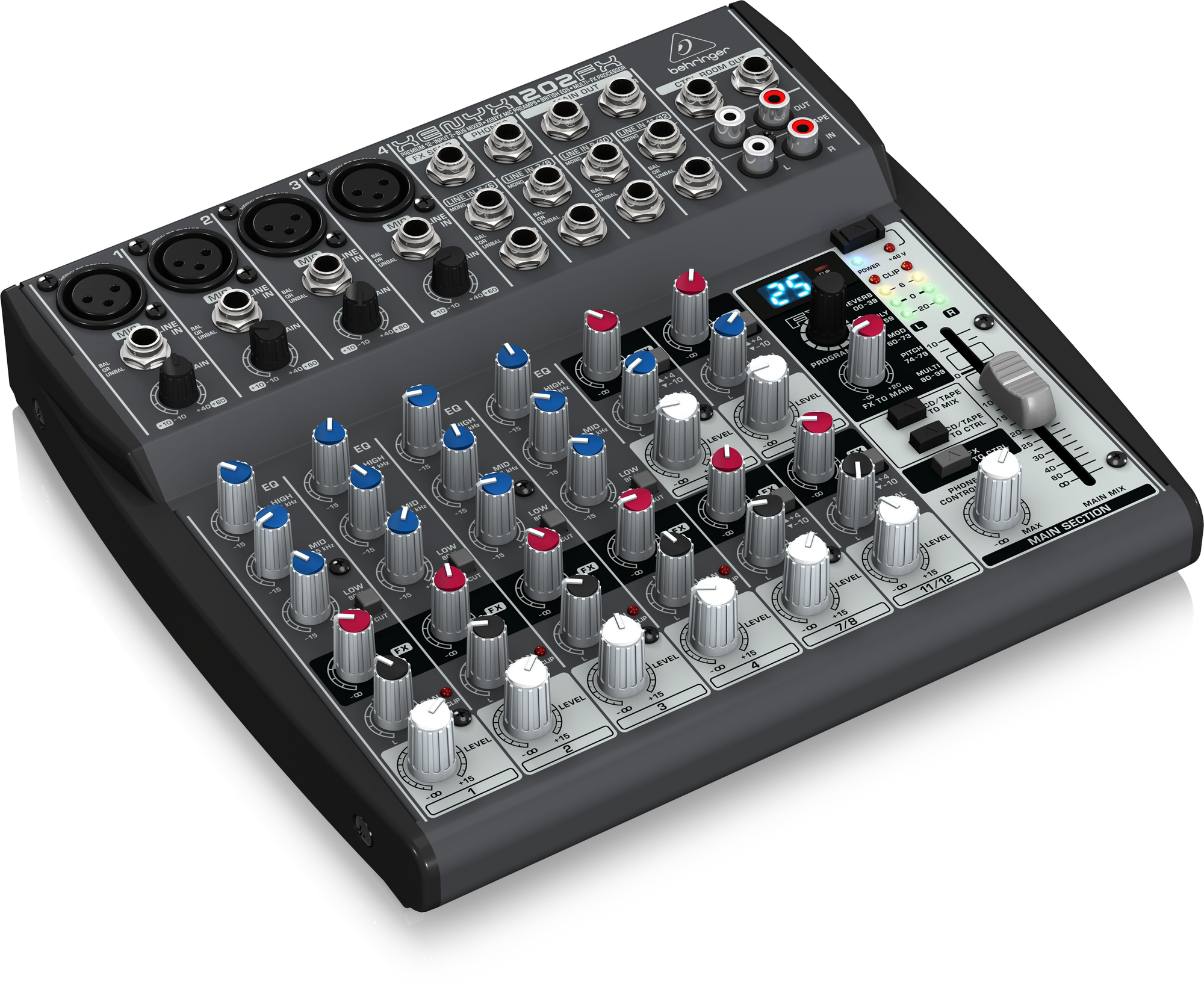 More Photo Savings Behringer XENYX 1202FX 12 Channel Audio Mixer w/Effects Processor and Deluxe Bundle w/Samson Q6 Mic & Stand Cables Studio-Reference Headphones 