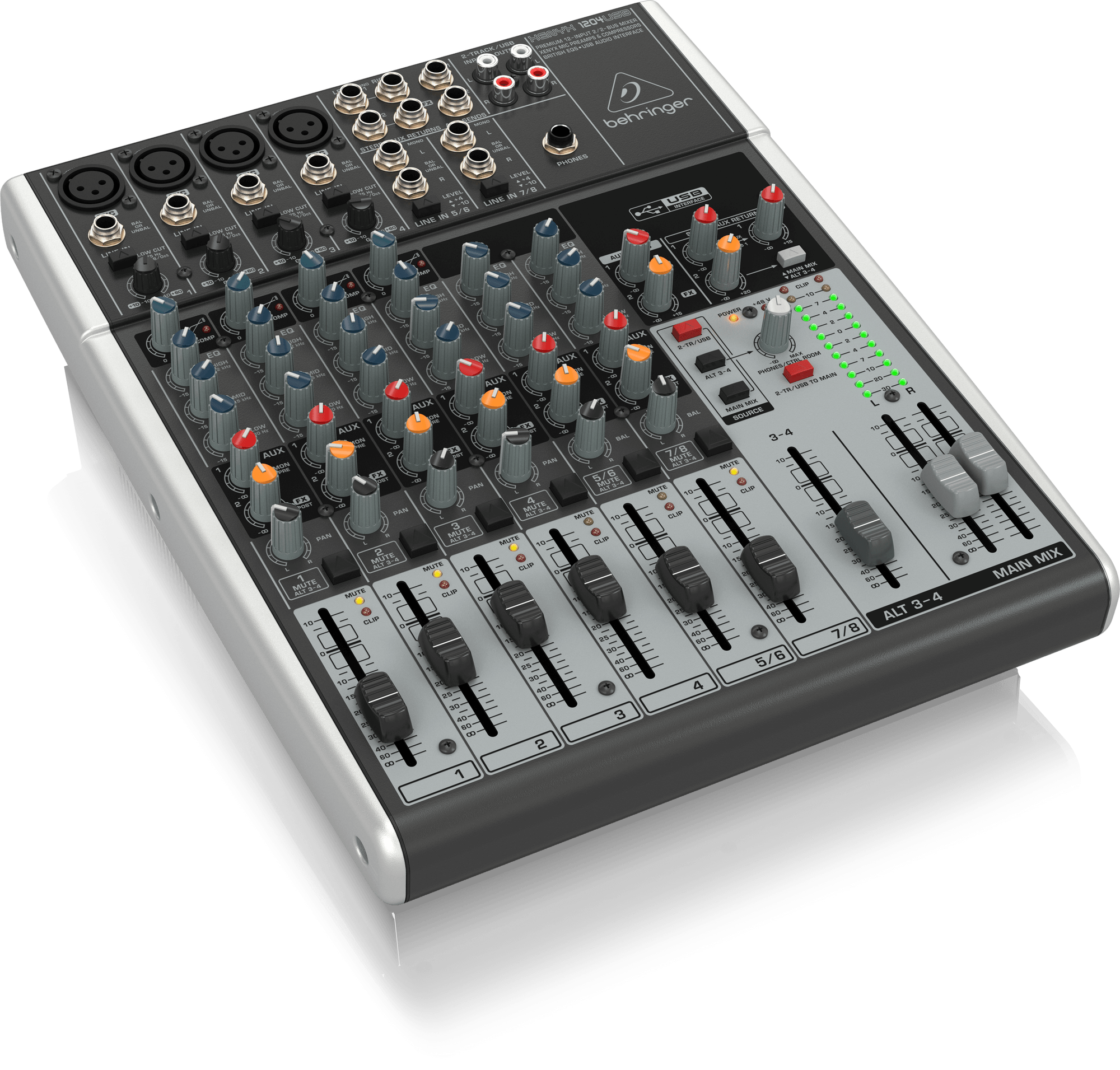 Behringer XENYX 1204USB Small Format Mixer with XENYX Mic Preamps, 12 Input  Channels, 10Hz to 200kHz Frequency Response