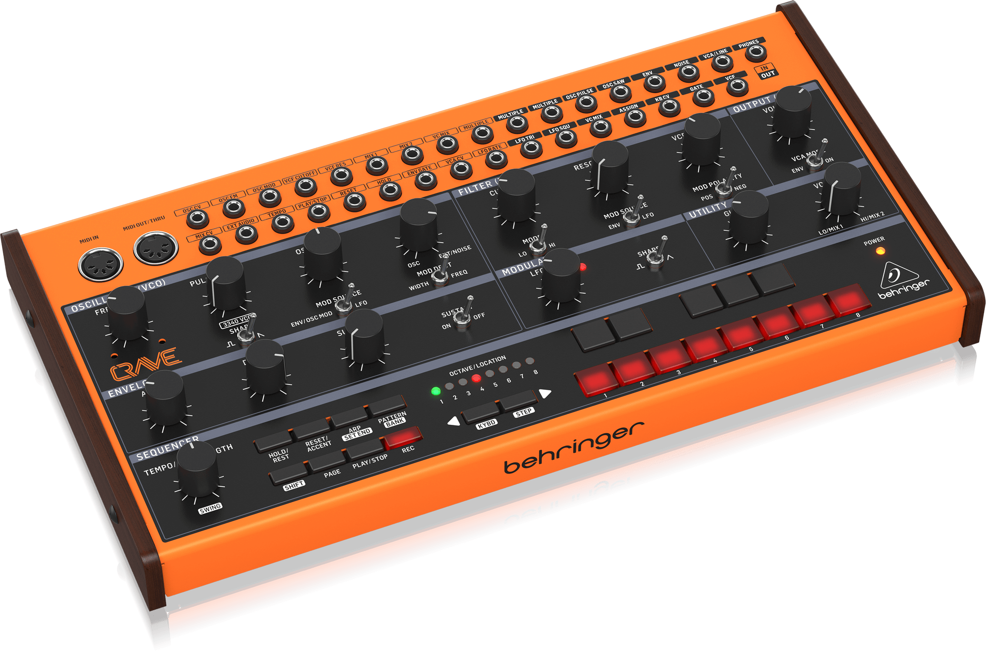 32-Step Sequencer and 16-Voice Poly Chain Classic Ladder Filter Behringer CRAVE Analog Synthesizer Analog Semi-Modular Synthesizer with 3340 VCO 