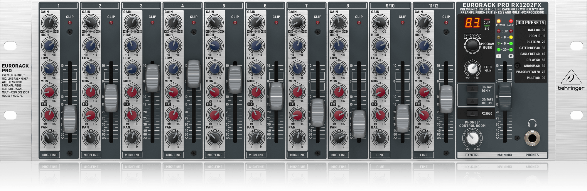 Eurorack Pro RX1202FX Rackmount Mixer